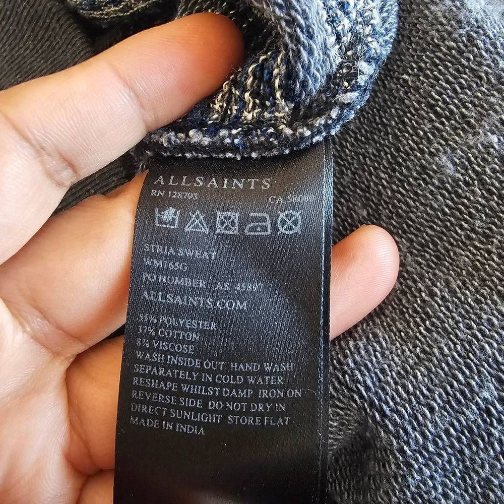 AllSaints womens Sz XSmall gray with blue embroidery sweater - Picture 8 of 8